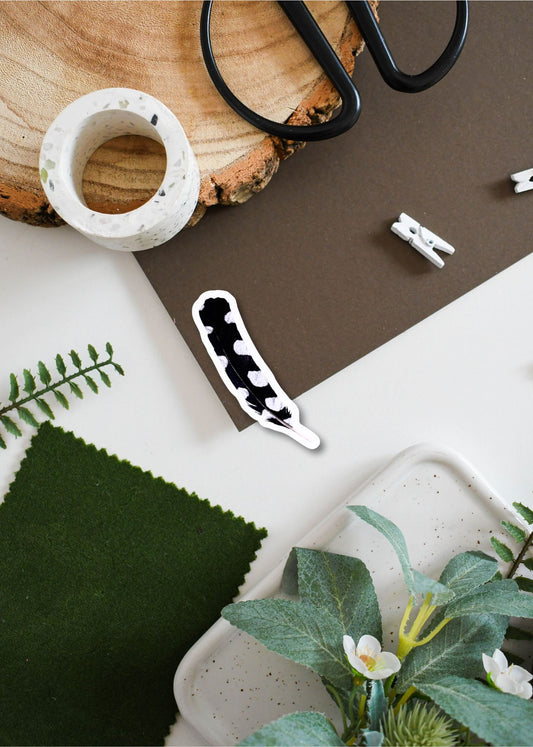 Great Spotted Woodpecker Feather Vinyl Sticker