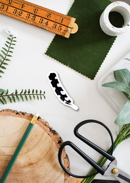 Great Spotted Woodpecker Feather Vinyl Sticker