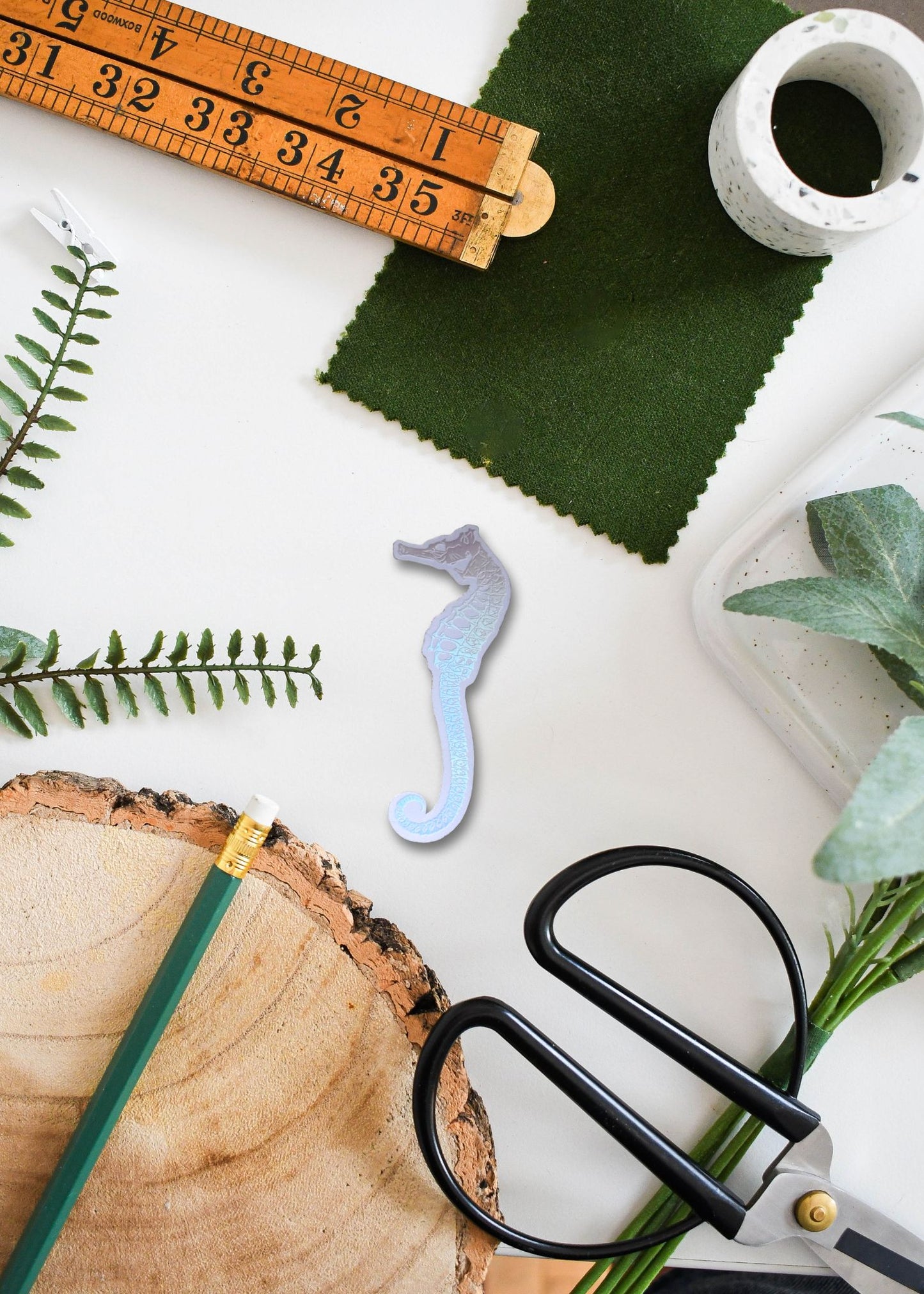 Seahorse Skeleton Holographic Sticker