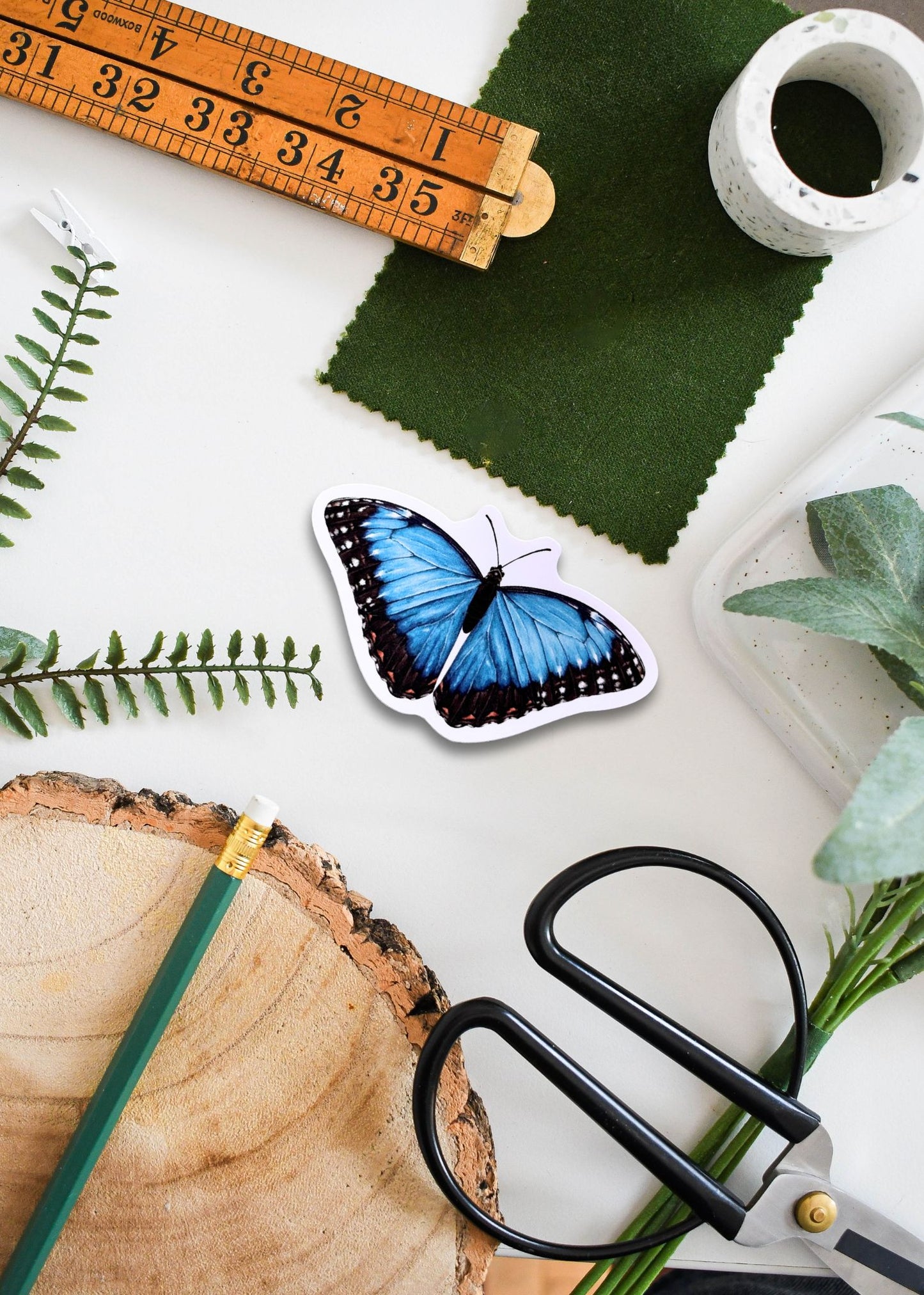Blue Morpho Butterfly Vinyl Sticker