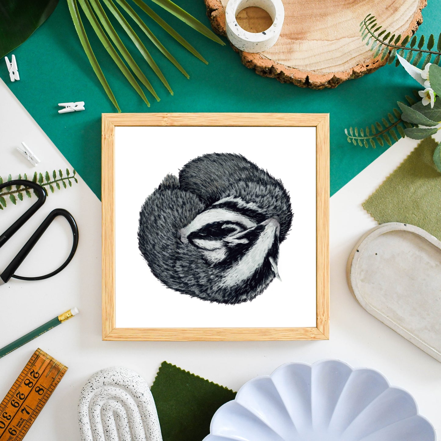 Sleeping Badgers Textured Print