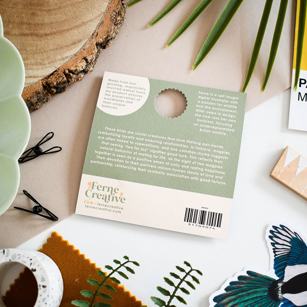 Wooden Magpie Magnets Set and Individuals