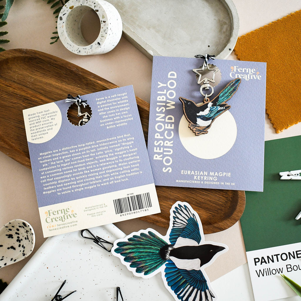 Magpie Wooden Keyring