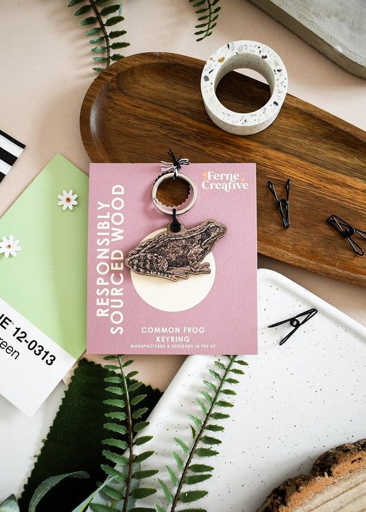 Sustainably Sourced Wooden Frog Keyring