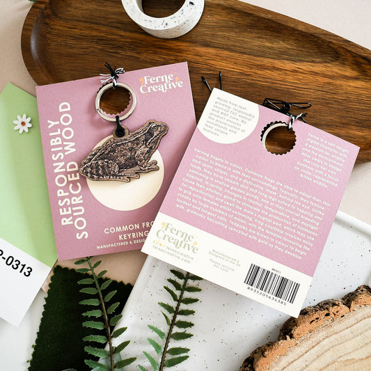 Sustainably Sourced Wooden Frog Keyring