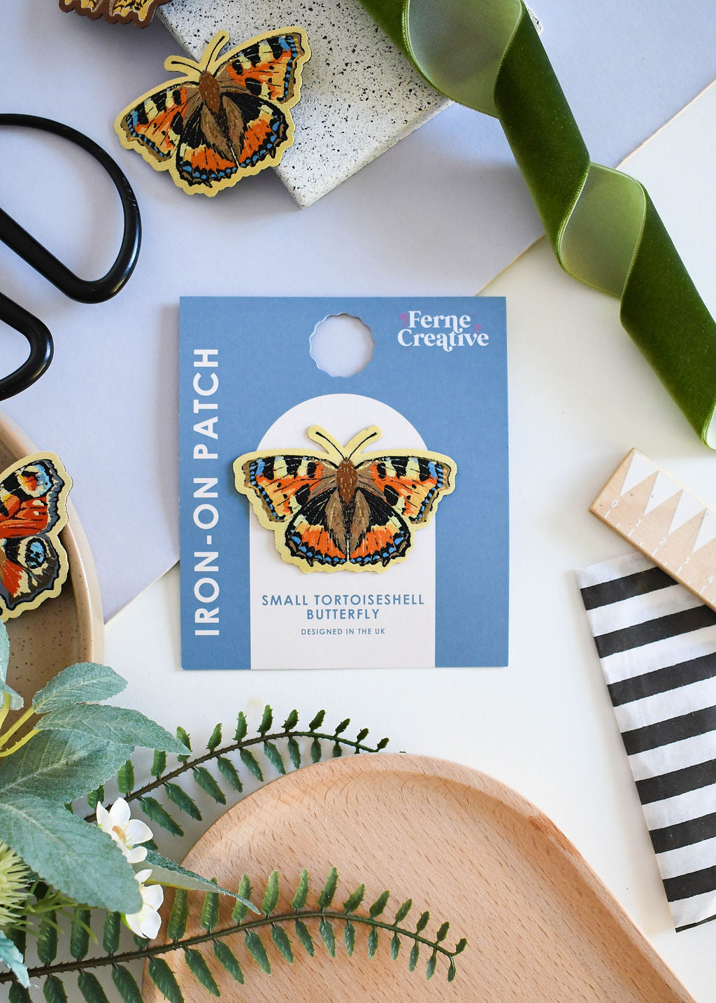 Butterfly Iron-On Patch Set – Comma, Peacock & Small Tortoiseshell Woven Patches