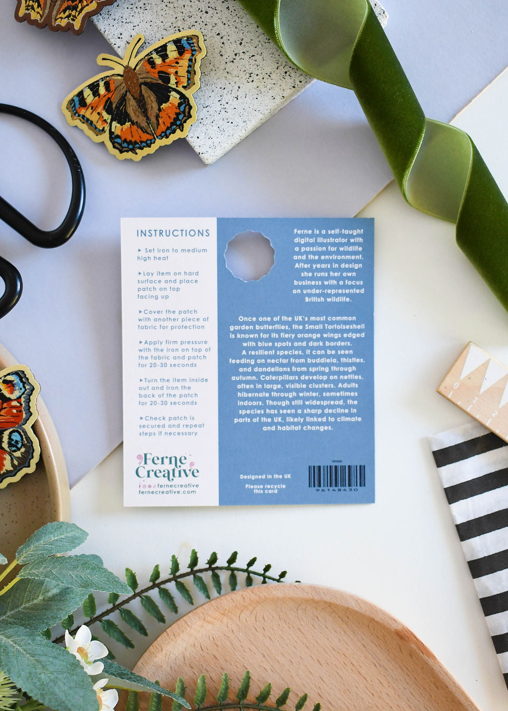 Butterfly Iron-On Patch Set – Comma, Peacock & Small Tortoiseshell Woven Patches