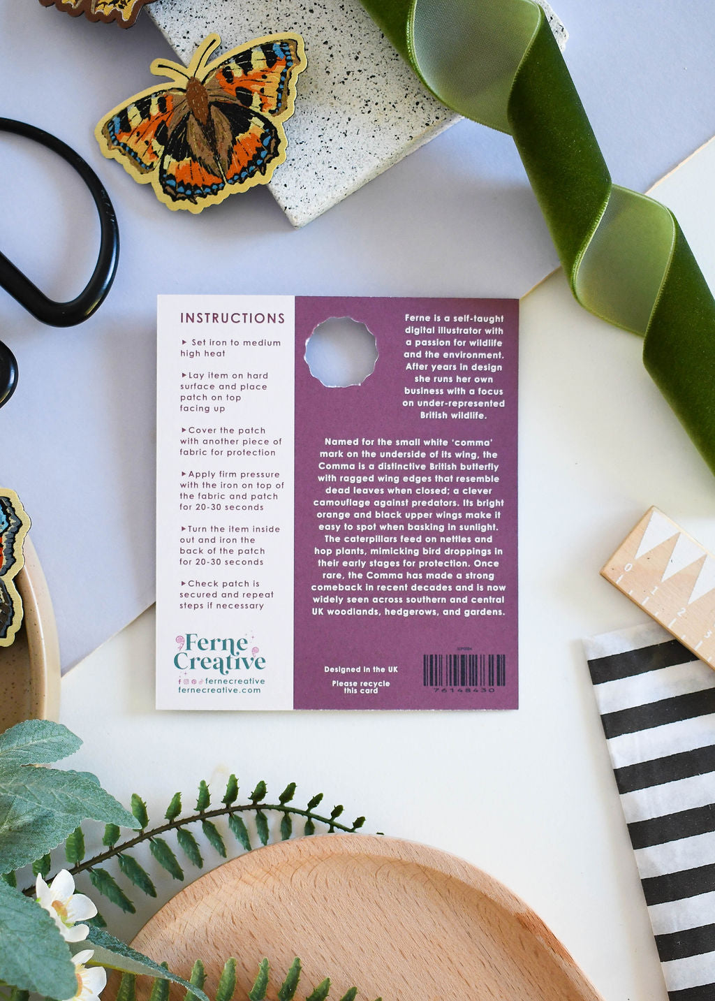 Butterfly Iron-On Patch Set – Comma, Peacock & Small Tortoiseshell Woven Patches