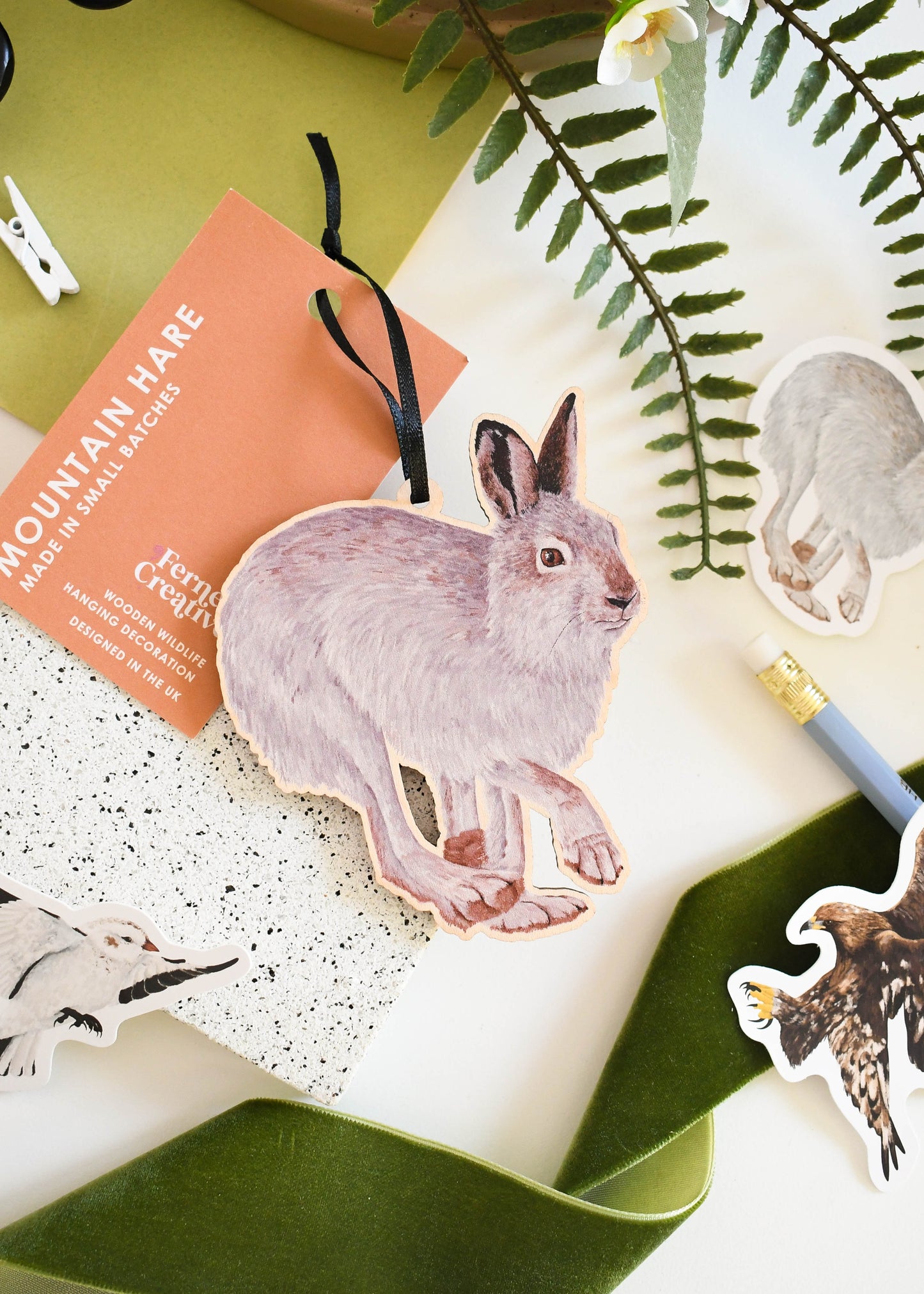Mountain Hare Wood Ornament