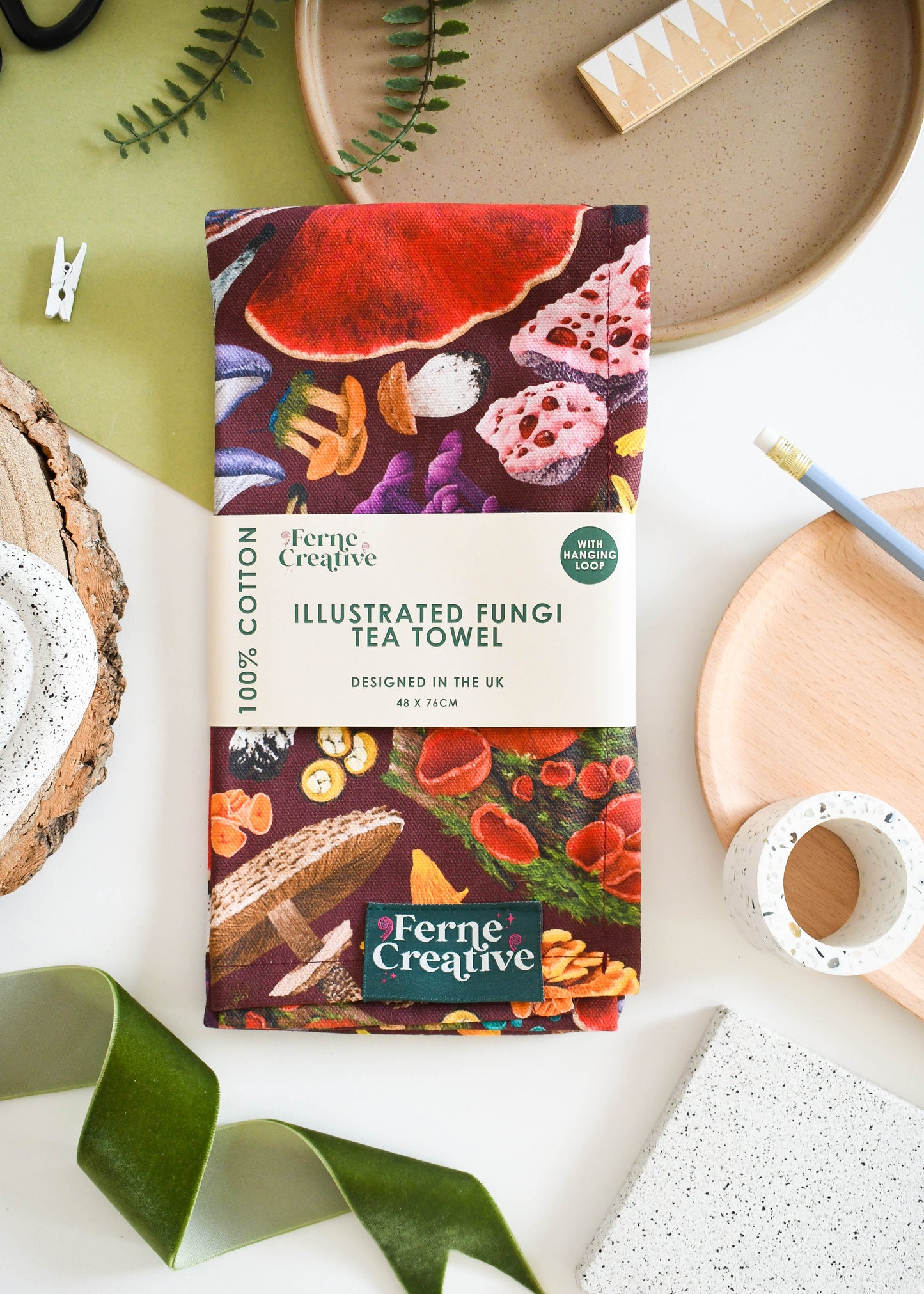 Fungi Tea Towel with Hanging Loop