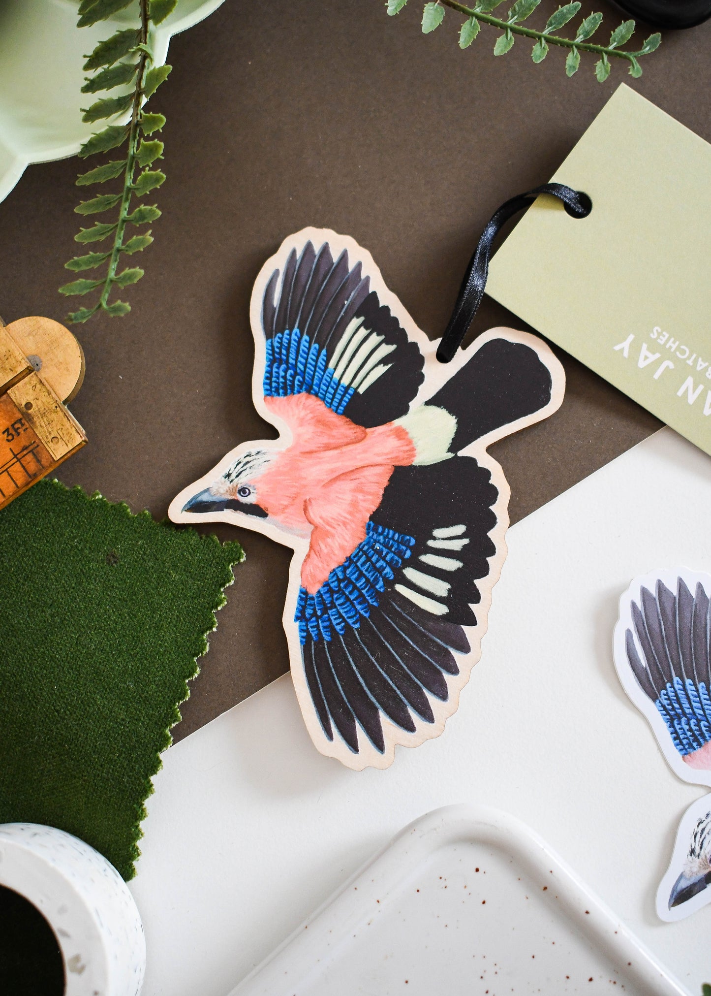Eurasian Jay Wooden Hanging Decoration