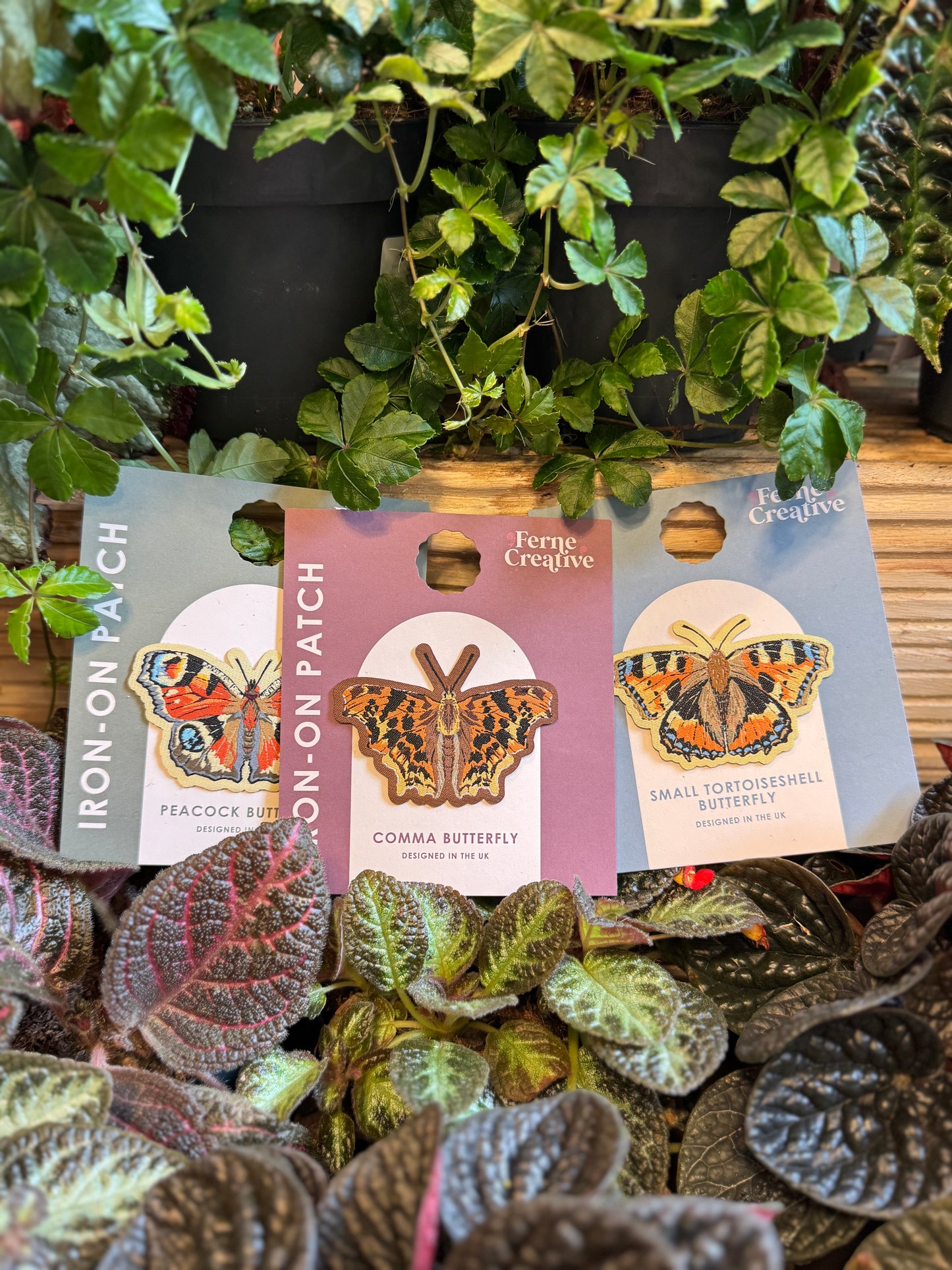 Butterfly Iron-On Patch Set – Comma, Peacock & Small Tortoiseshell Woven Patches