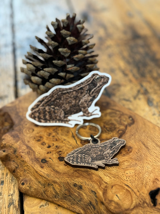 Sustainably Sourced Wooden Frog Keyring