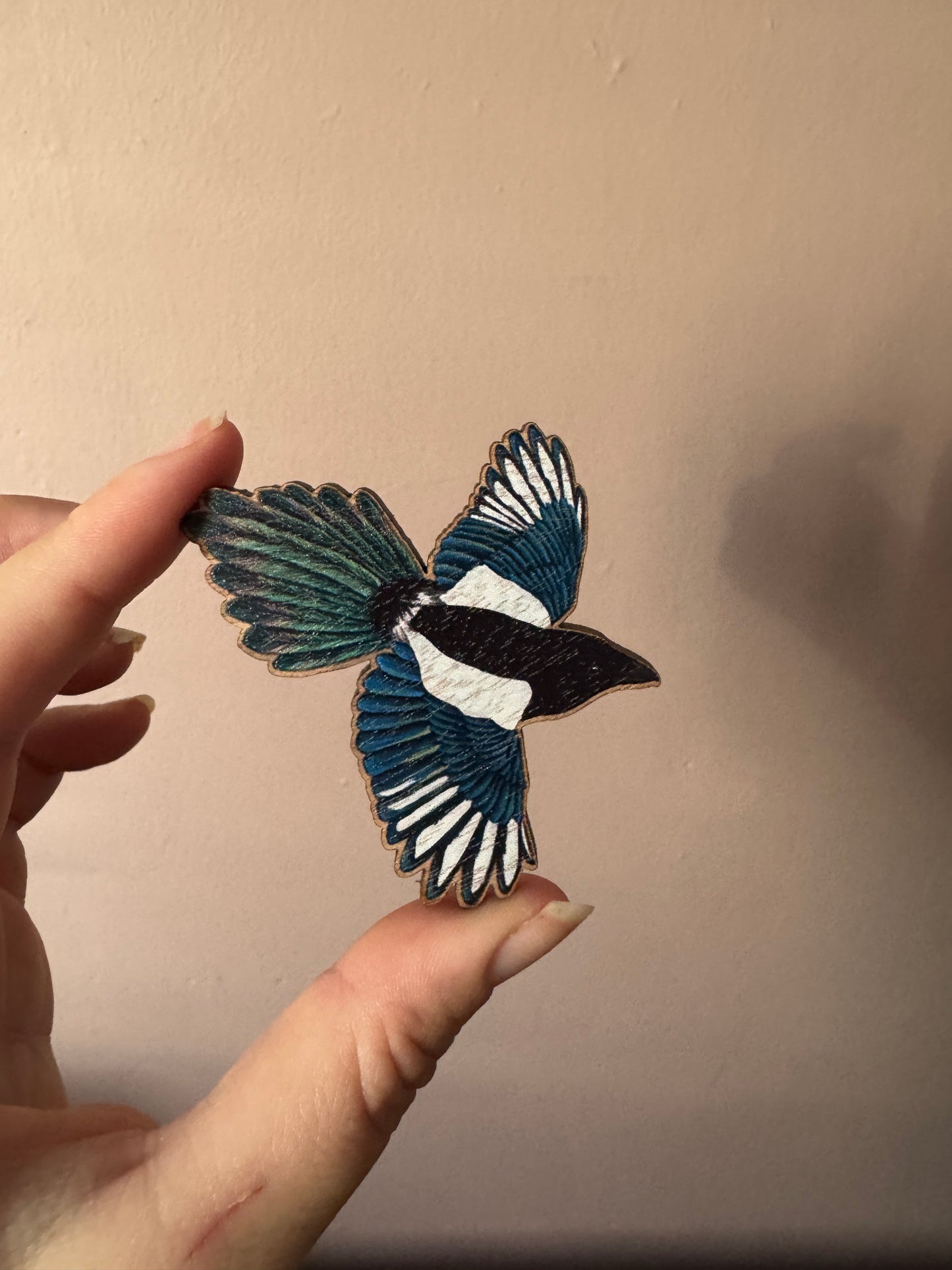 Wooden Magpie Magnets Set and Individuals