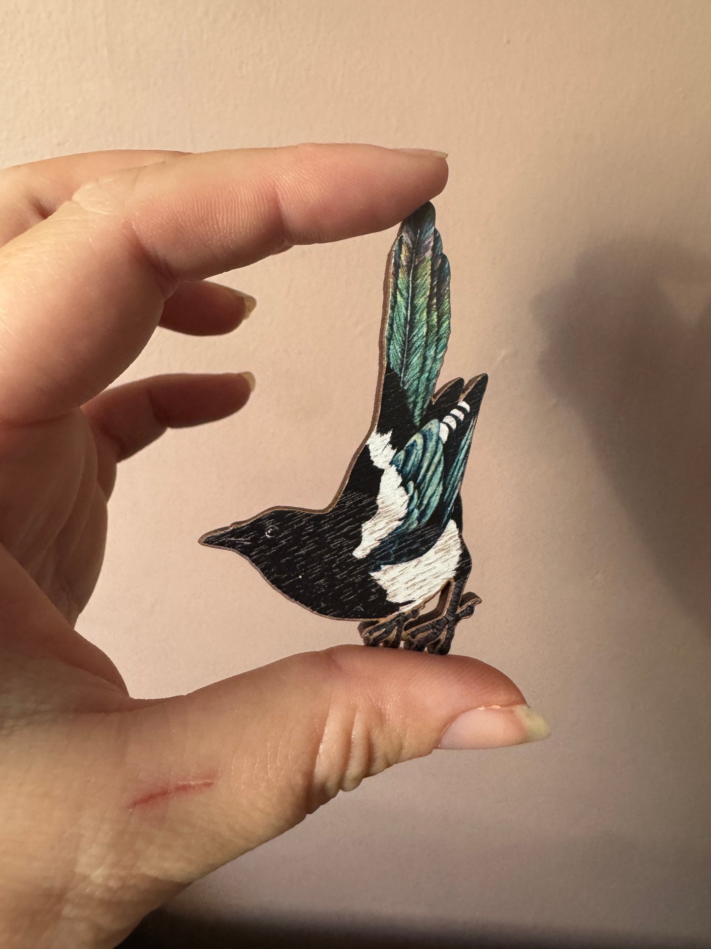 Wooden Magpie Magnets Set and Individuals