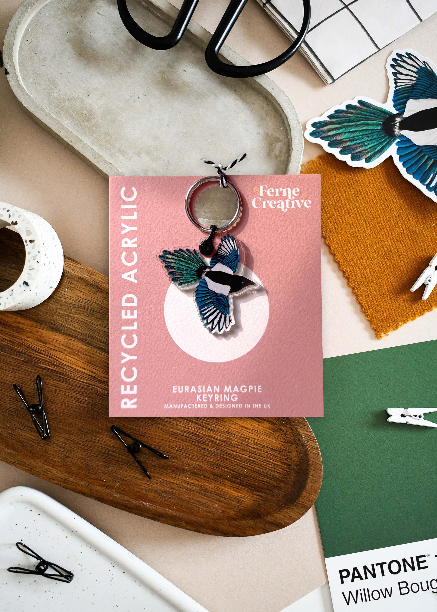 Magpie Recycled Plastic Keyring