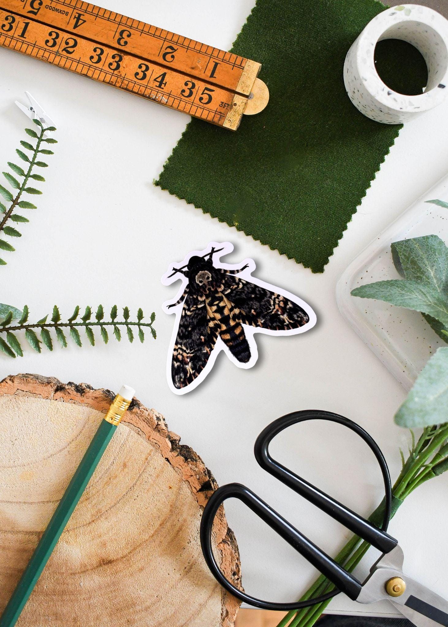 Deaths Head Hawk-moth Vinyl Sticker | Gothic Insect Decal for Laptops, Scrapbooking & More, Aesthetic Art for Nature Lovers