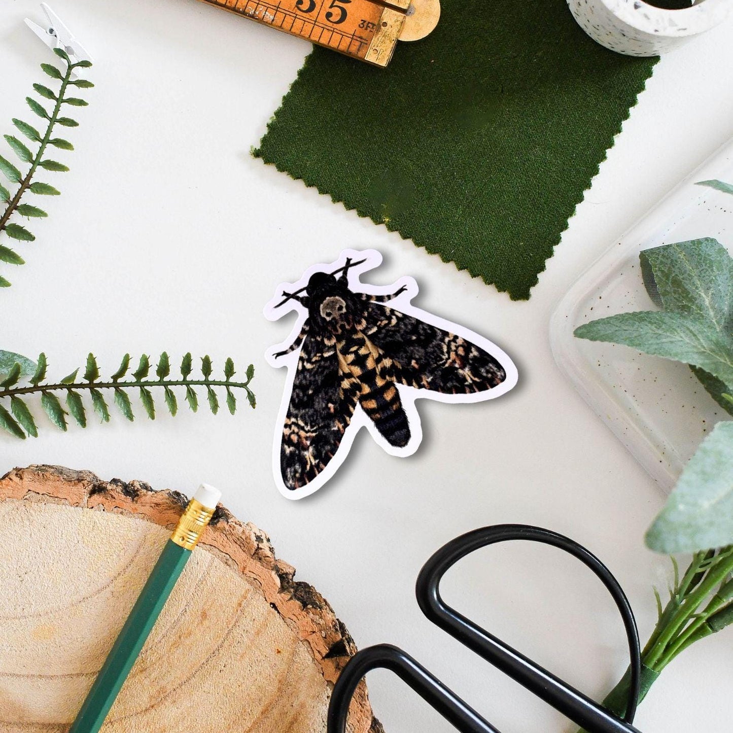 Deaths Head Hawk-moth Vinyl Sticker | Gothic Insect Decal for Laptops, Scrapbooking & More, Aesthetic Art for Nature Lovers
