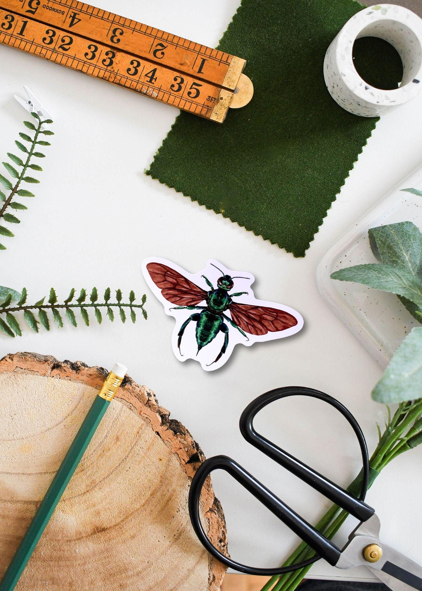 Orchid Bee Vinyl Sticker - Durable Waterproof Decal for Laptop, Water Bottle & Scrapbooking, Nature Insect Art Gift