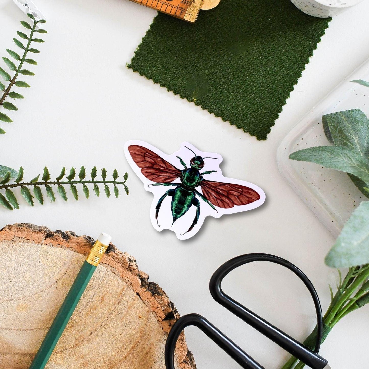 Orchid Bee Vinyl Sticker - Durable Waterproof Decal for Laptop, Water Bottle & Scrapbooking, Nature Insect Art Gift