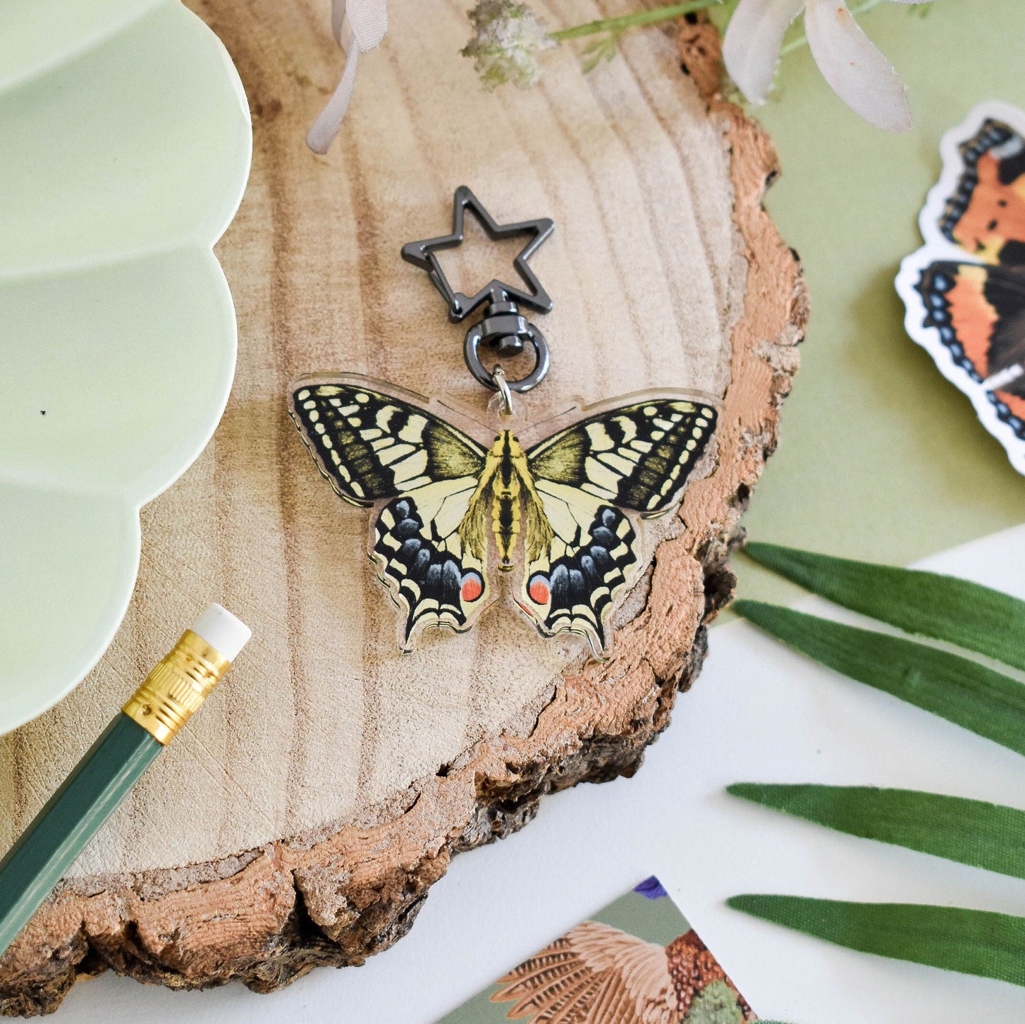 Swallowtail Butterfly Keychain, Butterfly Lover Gift, Butterfly Charm, Nature Lover Gift, Entomology keyring, Insect Keychain, Insect Lovers