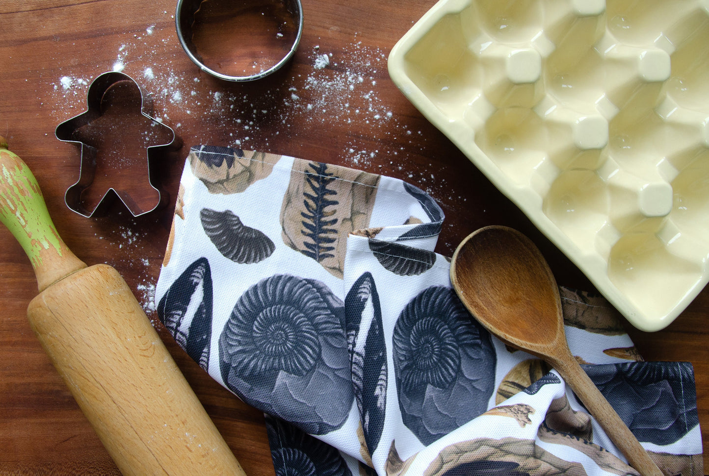 Illustrated Fossil Tea Towel with Hanging Loop