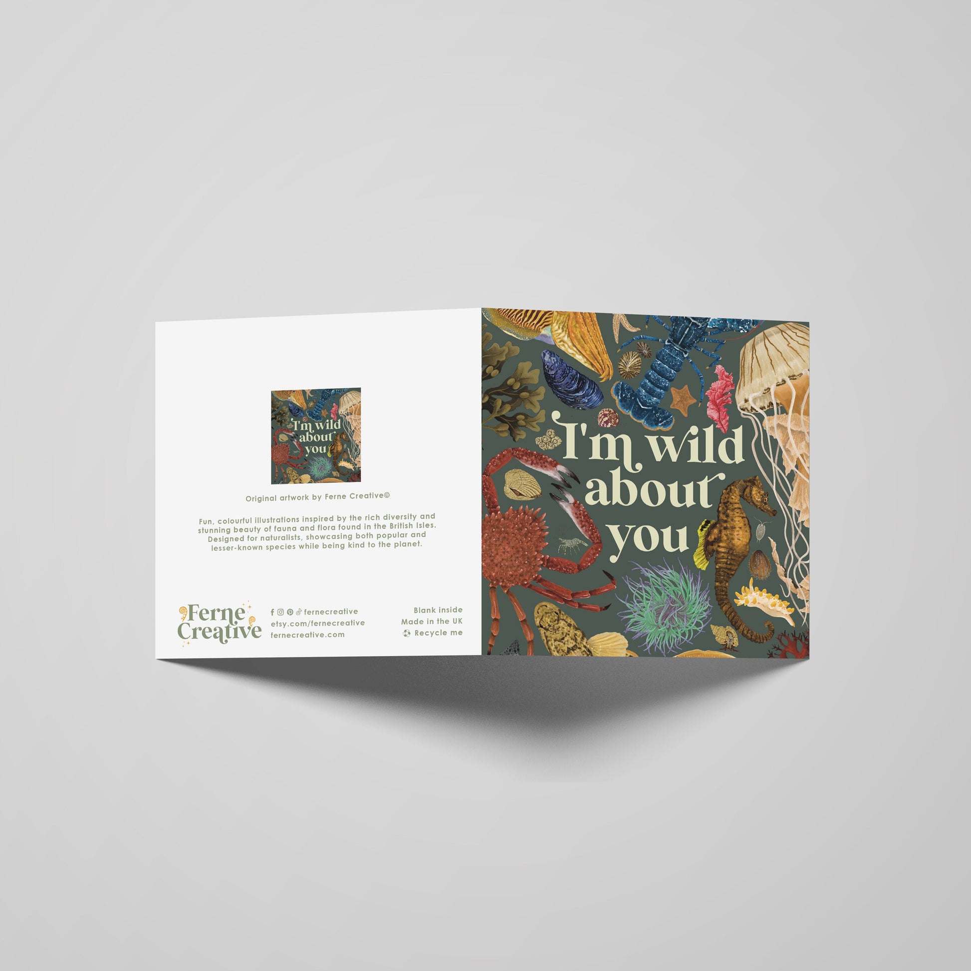 Wild about you, Wildlife card, wild card, Animal Valentine, Nature Card, Ocean Card, Under The Sea, Sea Creatures, Ocean Animals, Marine