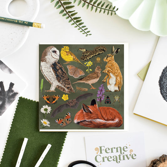 Grassland Wildlife Greetings Card