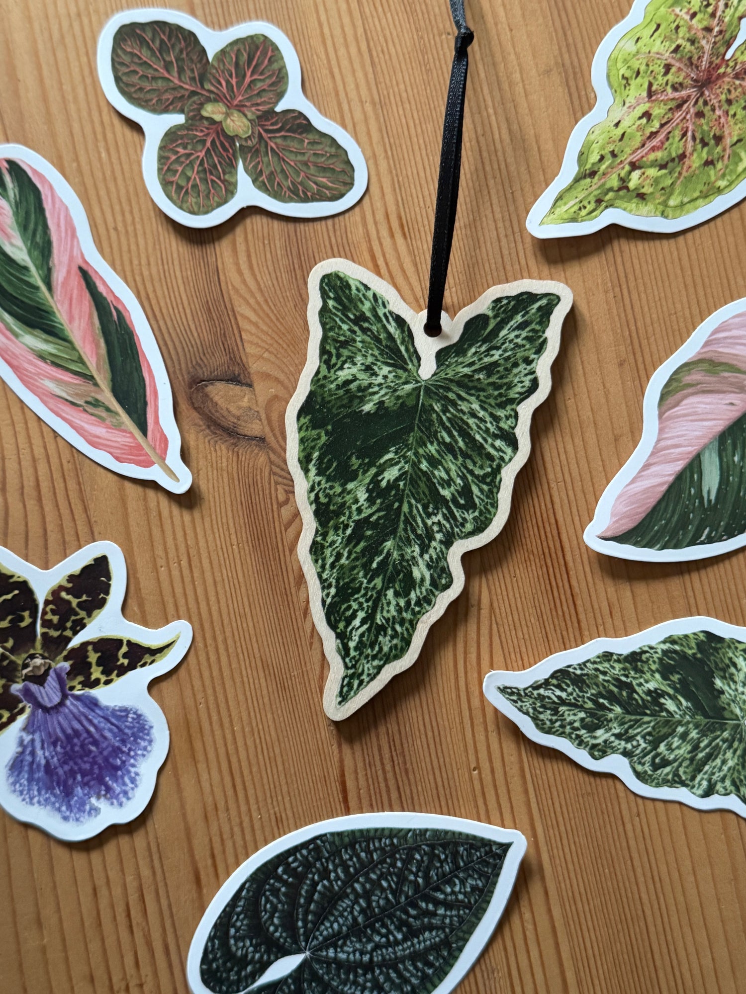 Botanical Wooden Decorations – Illustrated Plant & Flower Ornaments