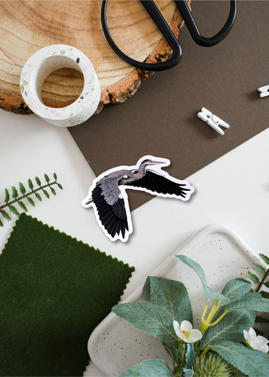 Grey Heron Vinyl Sticker