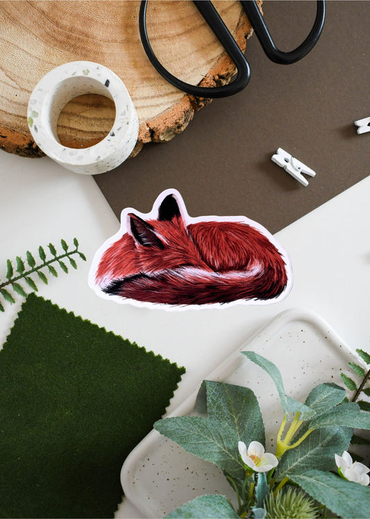 Sleepy Fox Vinyl Sticker