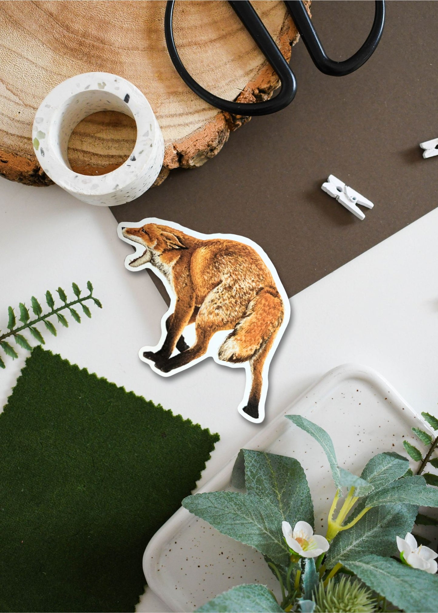 Barking Red Fox Vinyl Sticker