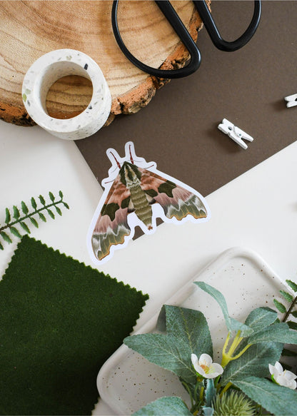 Lime Hawk-Moth Vinyl Sticker