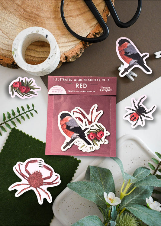 Red Wildlife Sticker Pack – August Edition