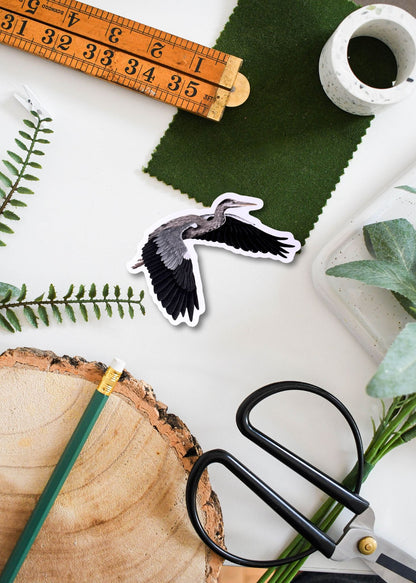 Grey Heron Vinyl Sticker