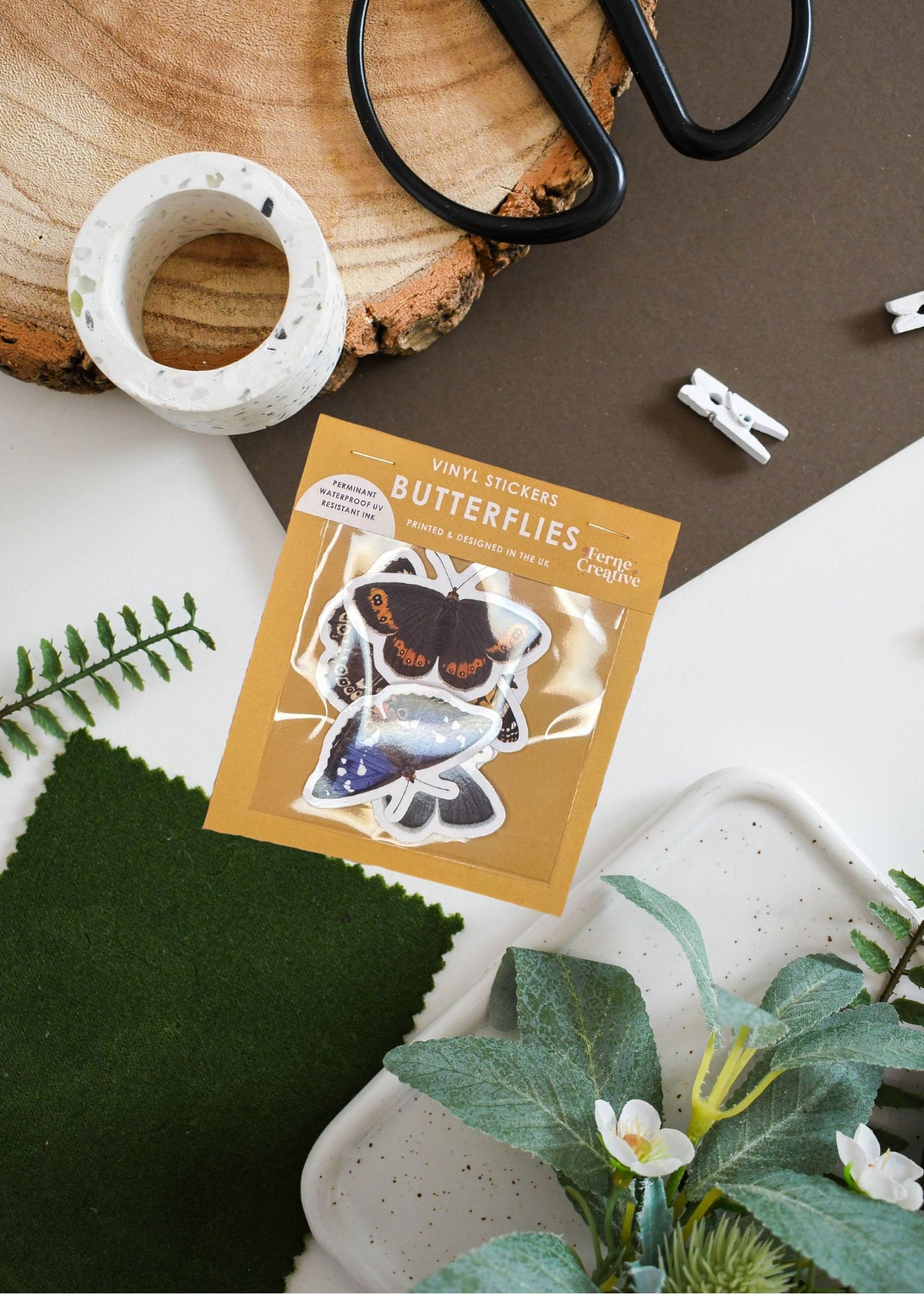 British Butterfly Sticker Pack – 6 Waterproof Vinyl Nature Stickers