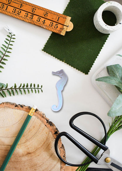 Seahorse Skeleton Holographic Sticker