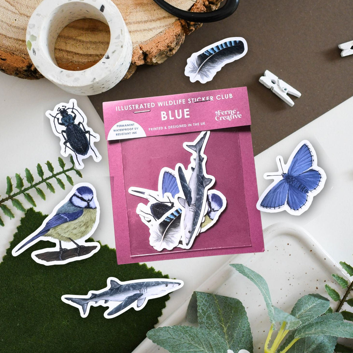 Wildebees Sticker Blue Wildlife Vinyl Sticker Pack – February 26 Edition – Ferne Creative