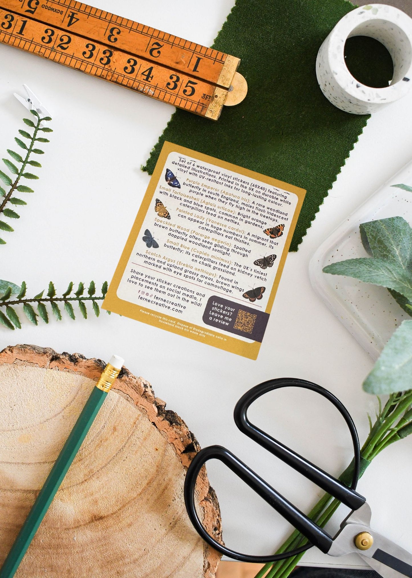 British Butterfly Sticker Pack – 6 Waterproof Vinyl Nature Stickers