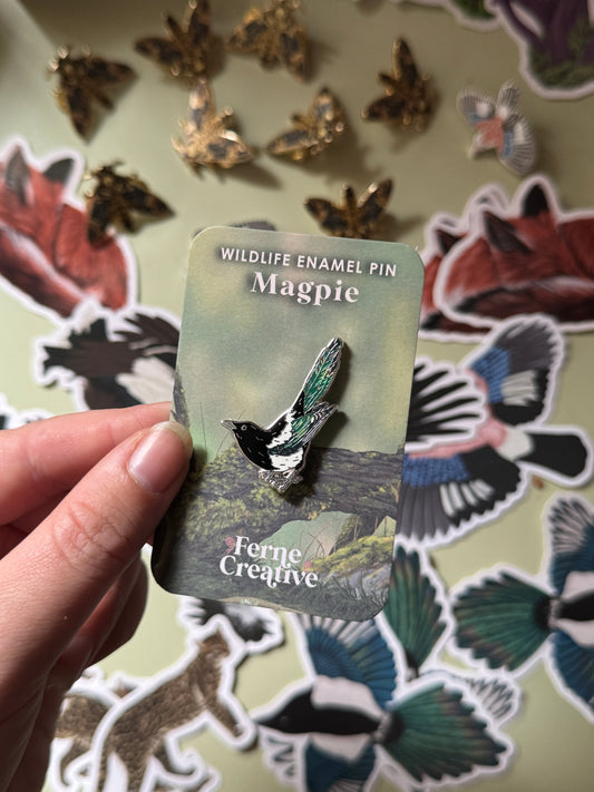 Eurasian Magpie Enamel Pin