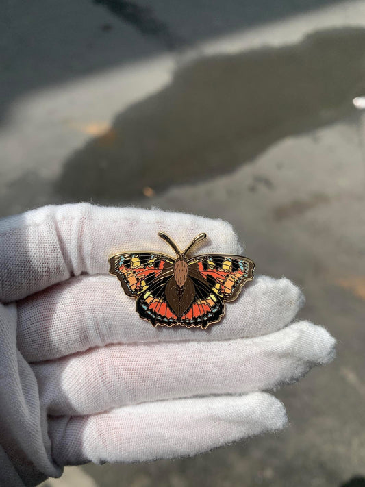 Small Tortoiseshell Butterfly Enamel Pin