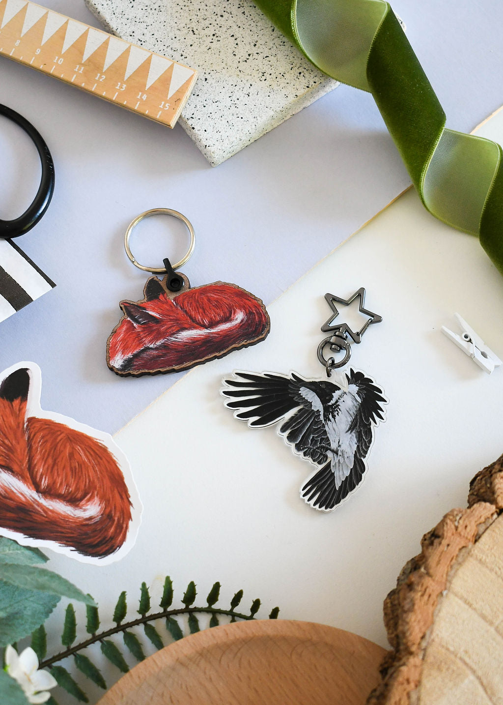 Hooded Crow Recycled Plastic Keyring