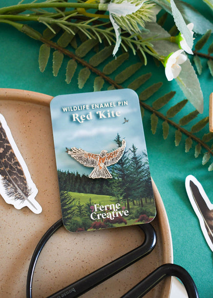 Flying Red Kite Enamel Pin