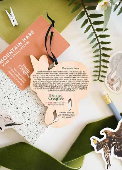 Mountain Hare Wood Ornament