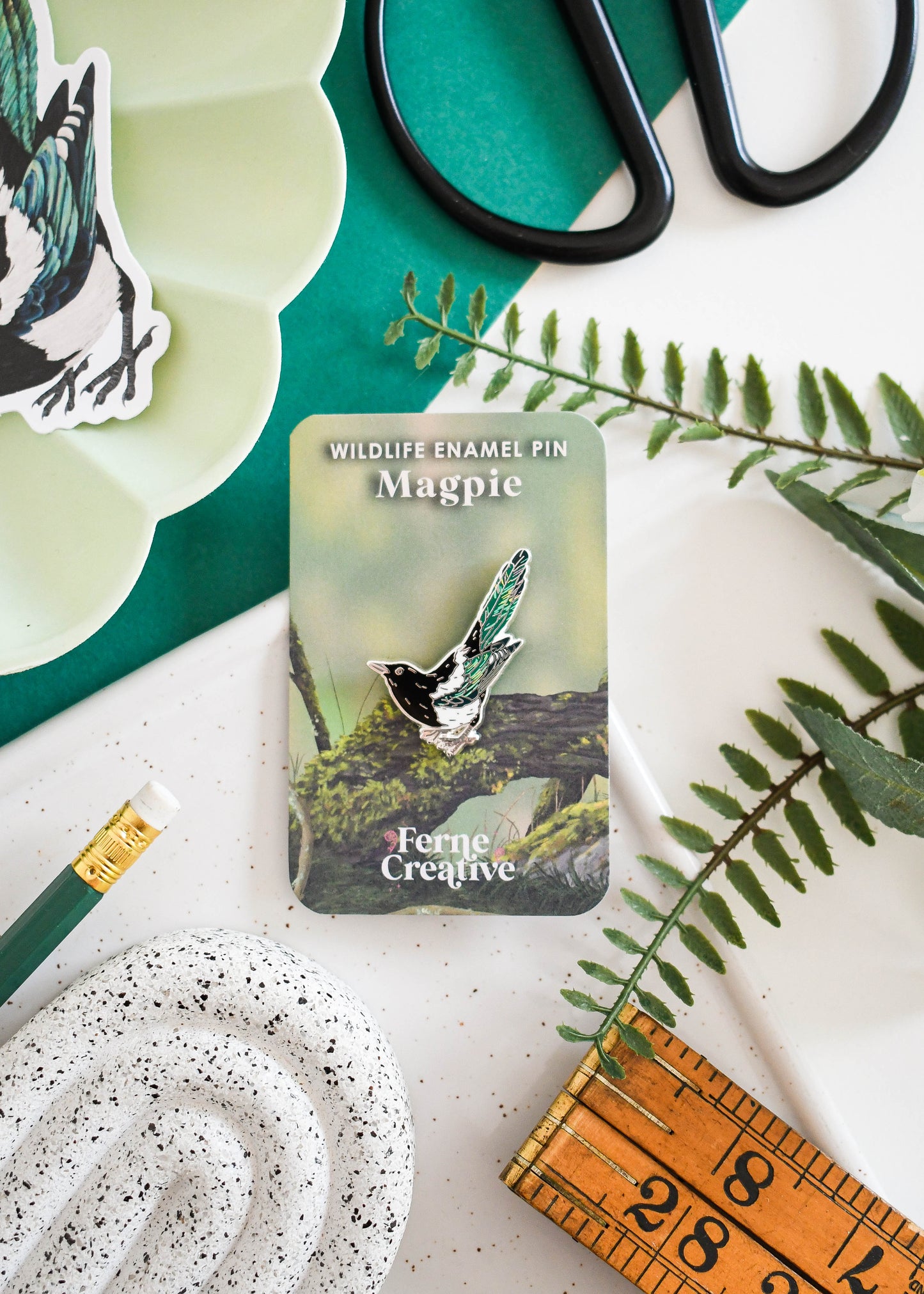 Eurasian Magpie Enamel Pin