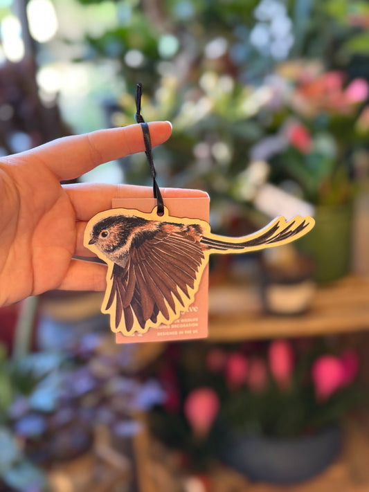 Long-tailed Tit Wooden Hanging Decoration