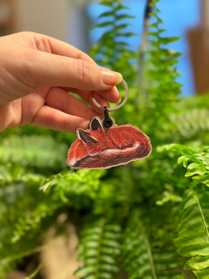 Red Fox Wooden Keyring