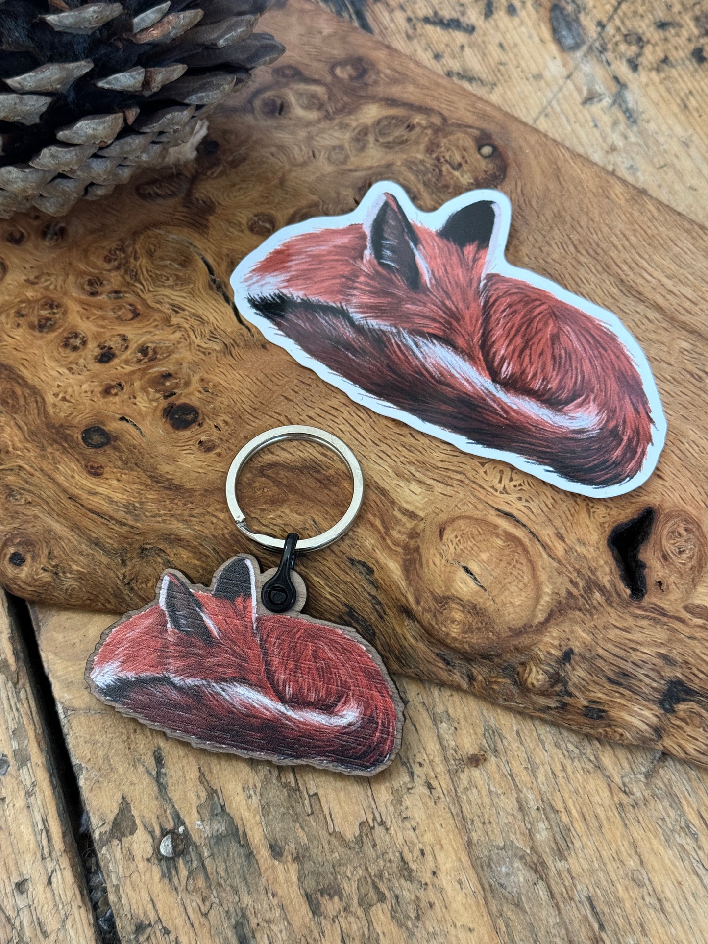 Red Fox Wooden Keyring