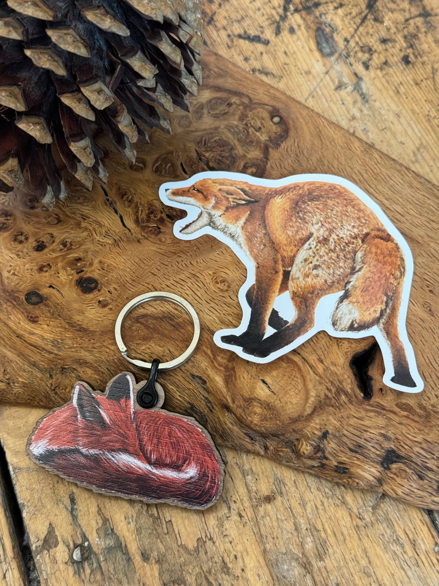 Red Fox Wooden Keyring