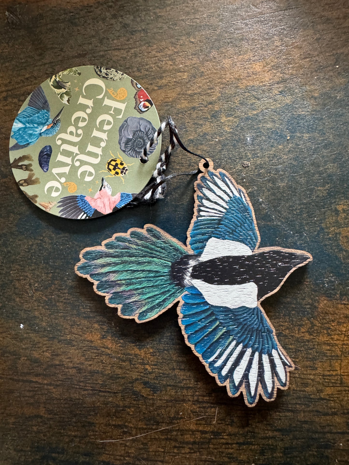 Magpie Wooden Hanging Decoration